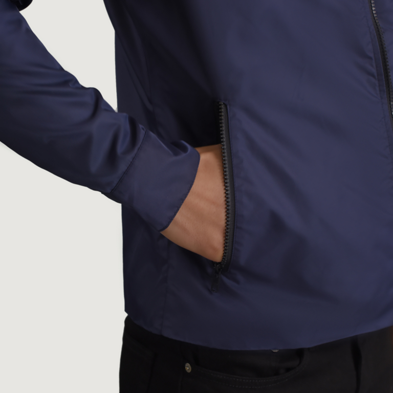 Mens Wesley Blue Hooded Windbreaker Jacket Close-Up-9-1698749044609